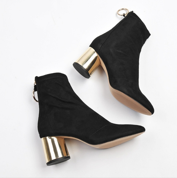 Zara Shoes - ‼️New ‼️ZARA COLLECTION Black suede booties with gold heels EU 41 US 9.5÷10